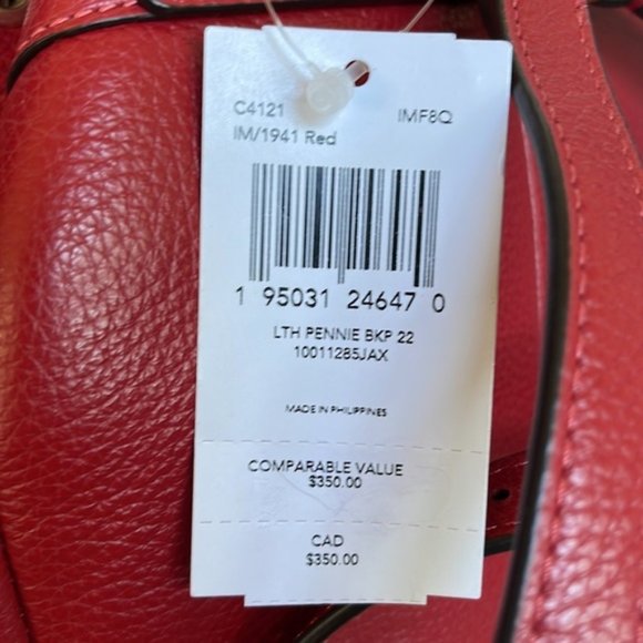 Coach Leather Red Pennie Backpack c4121 - Picture 6 of 13